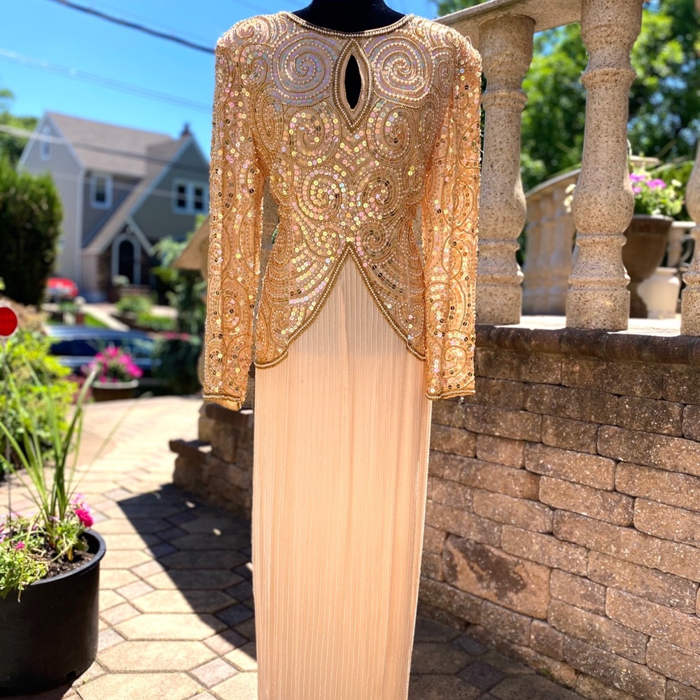 Beautiful Embellished power shoulder maxi dress